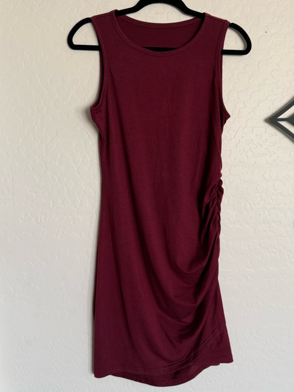 Burgundy Sleeveless Ruched Side Bodycon Tank Dress EUC